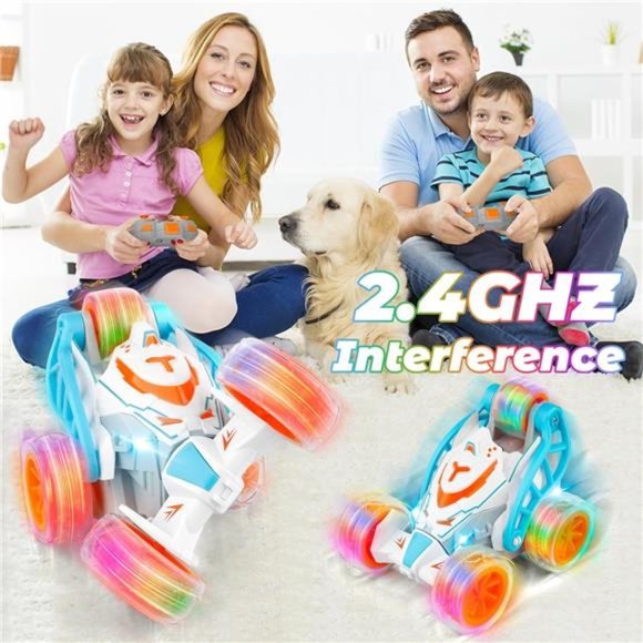 RC Stunt Car with Colorful Lights & Music and Spray For Kids (Orange) - Picture 3 of 6